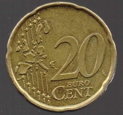 Финляндия 20 евроцентов, 1999 год, геральдический лев с мечом — герб Финляндии, VF